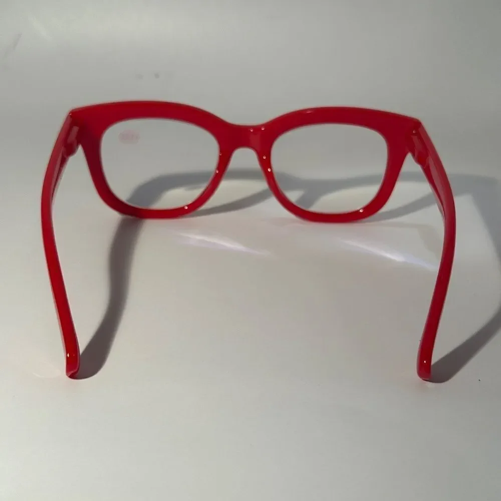 1564 Mona Reading Glasses 1.25 Red Readers Rounded Square Frame NWT